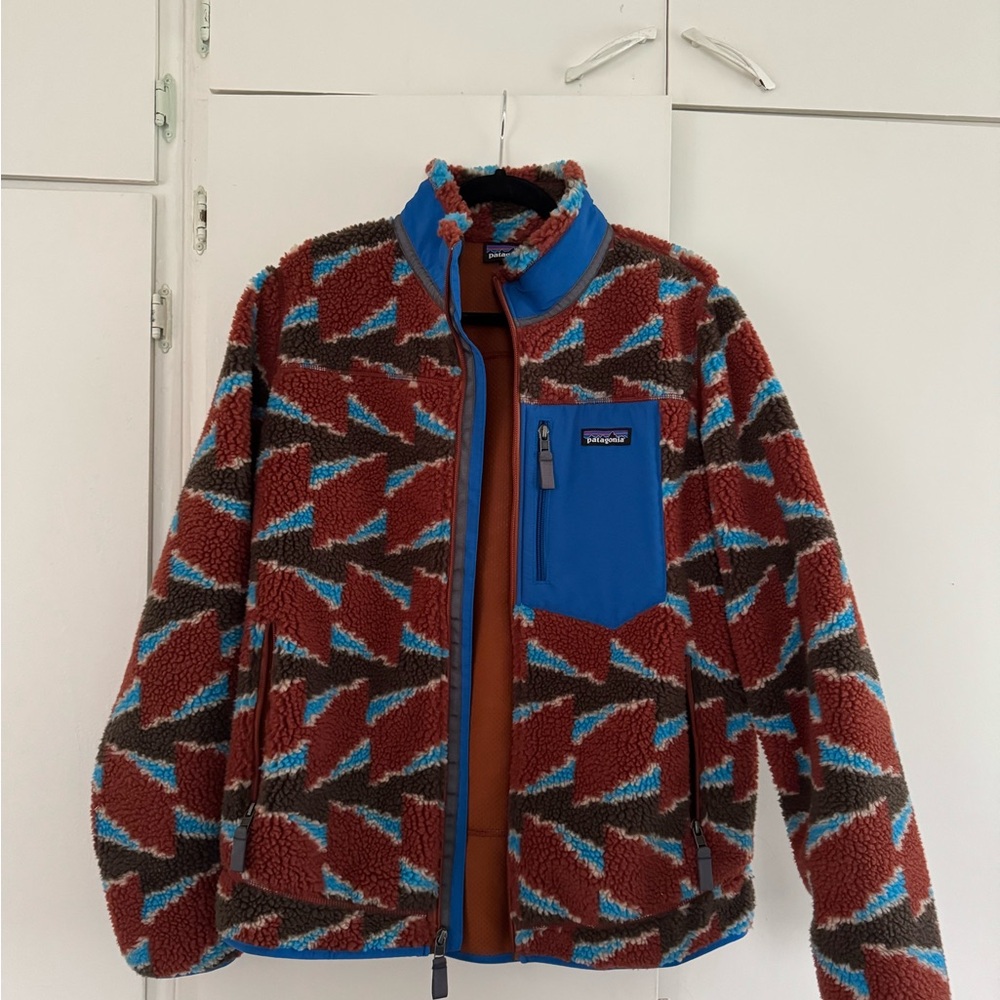Patagonia Classic Retro X Fleece Jacket with Blue Accents Large